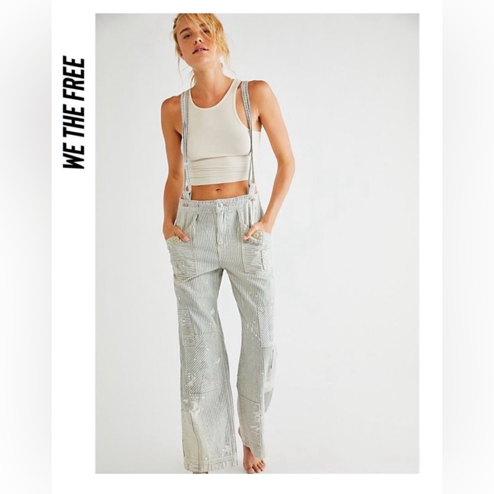 We The Free Always and Forever Railroad Striped Jeans Overalls